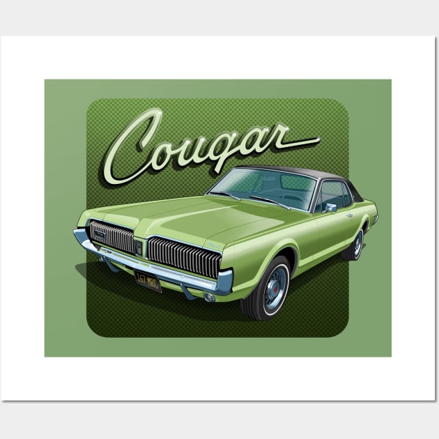 1967 Mercury Cougar in lime frost Wall Art by candcretro